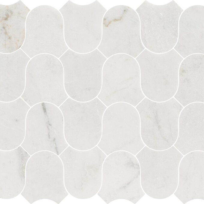 Linked-Waves Valentino Bianco Honed Marble Mosaic