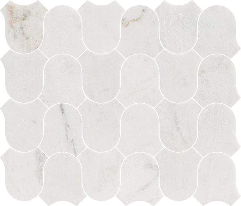 Linked-Waves Valentino Bianco Honed Marble Mosaic - Image 3