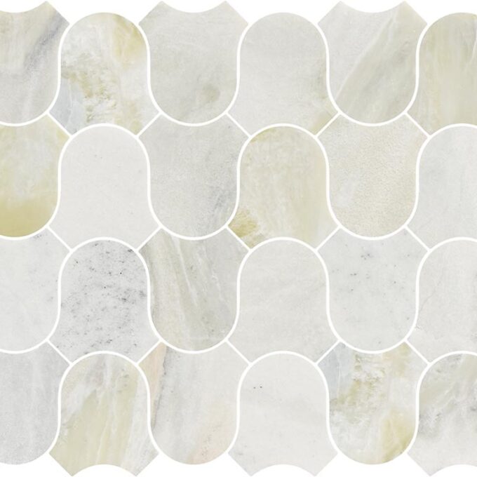 Linked-Waves Versilia River Blu Honed Marble Mosaic