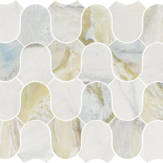 Linked-Waves Versilia River Blu Honed Marble Mosaic