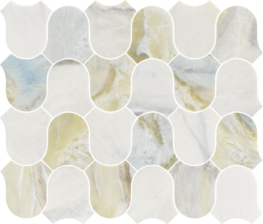 Linked-Waves Versilia River Blu Honed Marble Mosaic