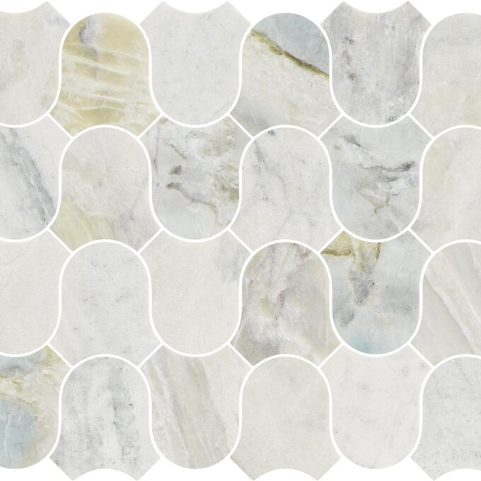 Linked-Waves Versilia River Blu Honed Marble Mosaic