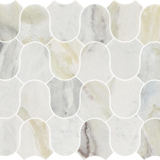 Linked-Waves Versilia River Blu Honed Marble Mosaic