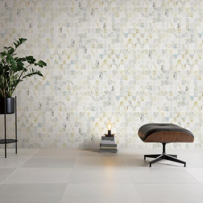 Linked-Waves Versilia River Blu Honed Marble Mosaic