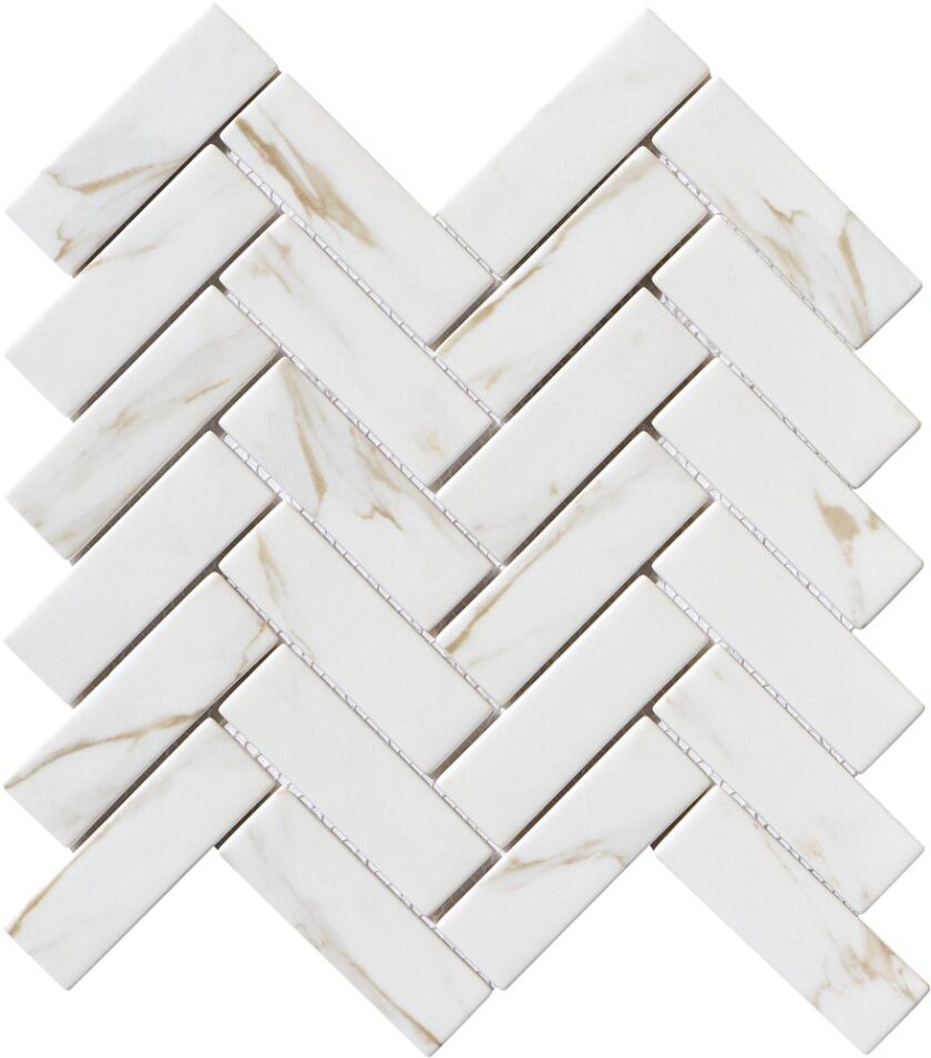 Upcycle Driftwood 1"x4" Herringbone Recycled Glass Matte Mosaic
