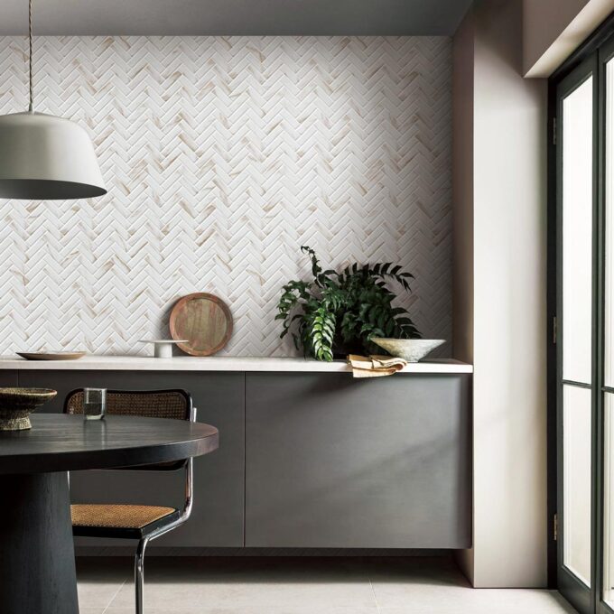 Upcycle Driftwood 1"x4" Herringbone Recycled Glass Matte Mosaic