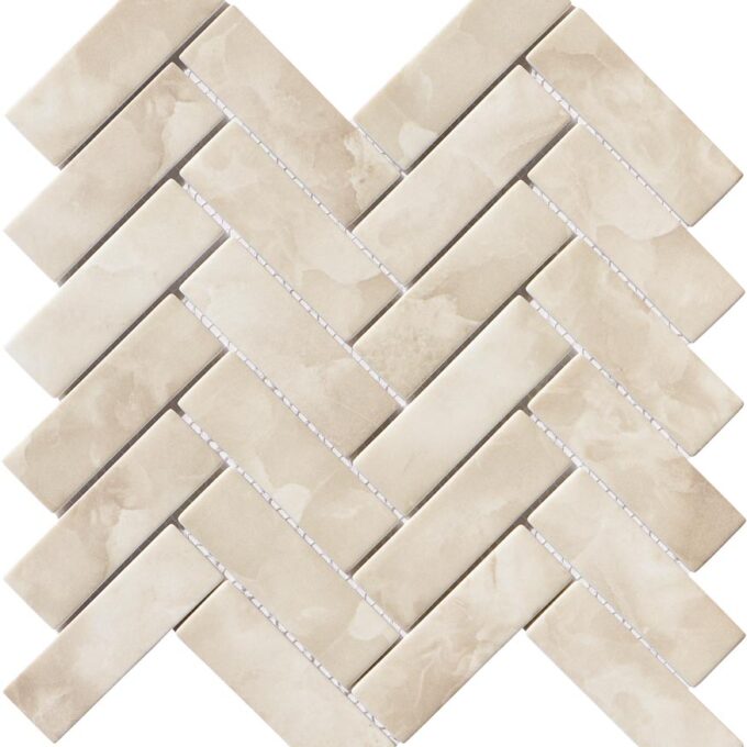 Upcycle Sand Dunes 1"x4" Herringbone Recycled Glass Matte Mosaic