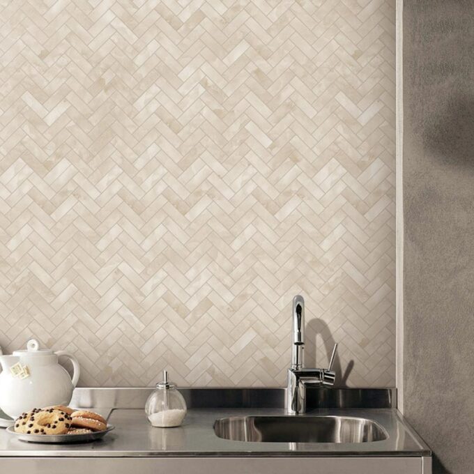 Upcycle Sand Dunes 1"x4" Herringbone Recycled Glass Matte Mosaic