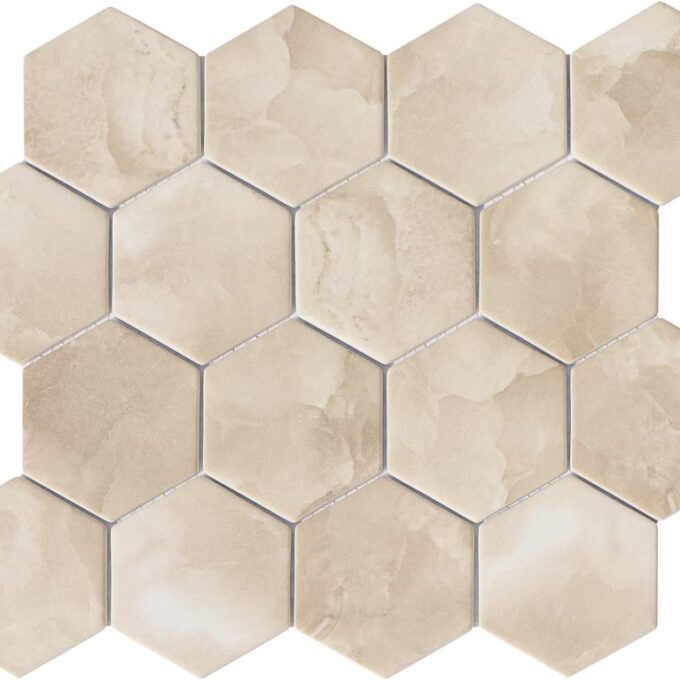 Upcycle Sand Dunes 3" Hexagon Recycled Glass Matte Mosaic