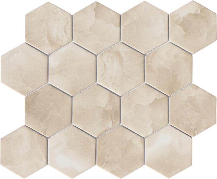 Upcycle Sand Dunes 3" Hexagon Recycled Glass Matte Mosaic