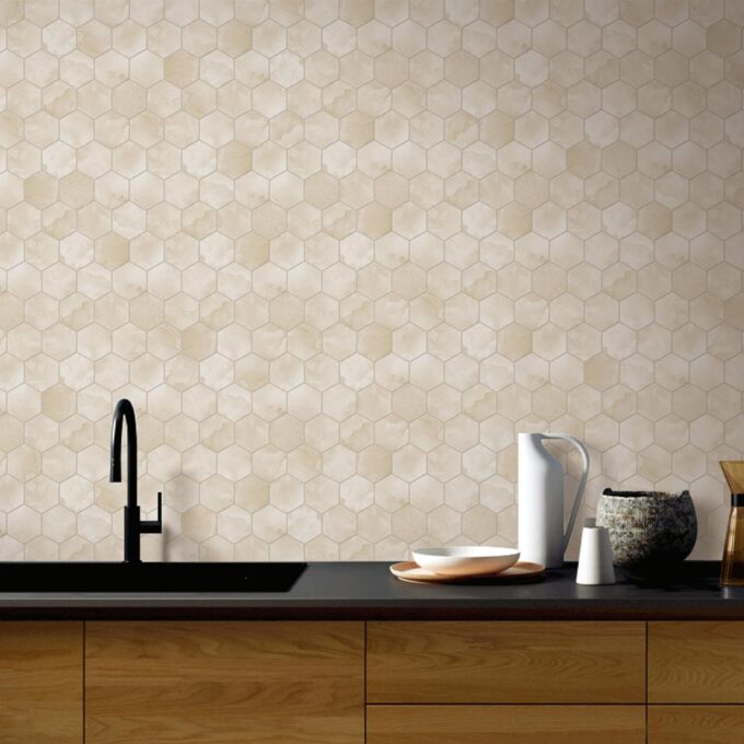 Upcycle Sand Dunes 3" Hexagon Recycled Glass Matte Mosaic