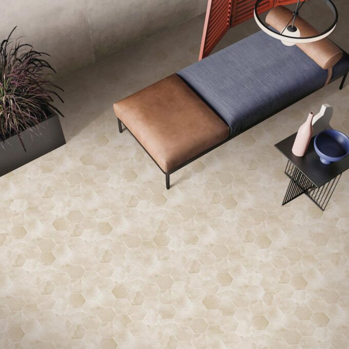 Upcycle Sand Dunes 3" Hexagon Recycled Glass Matte Mosaic