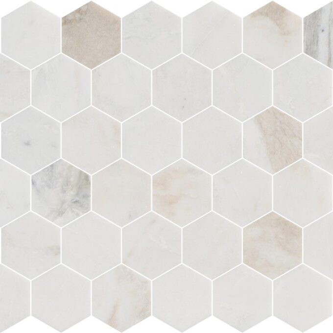 Valentino Bianco 2" Hexagon Honed Marble Mosaic