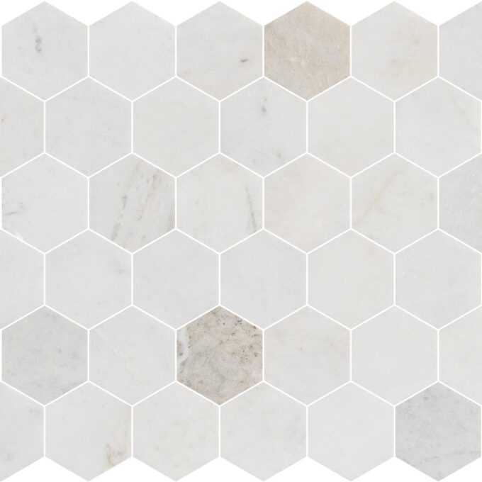 Valentino Bianco 2" Hexagon Honed Marble Mosaic