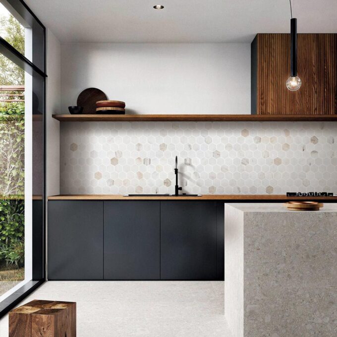 Valentino Bianco 2" Hexagon Honed Marble Mosaic