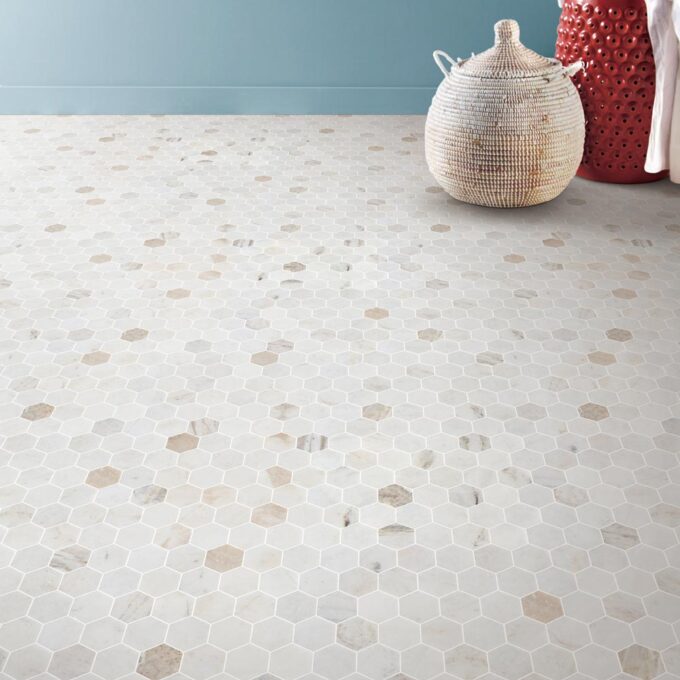 Valentino Bianco 2" Hexagon Honed Marble Mosaic