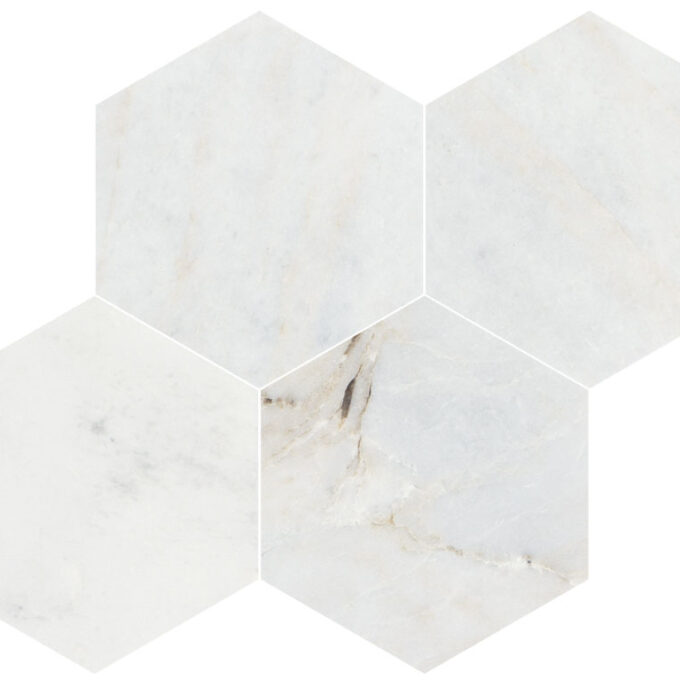 Valentino Bianco 6" Hexagon Honed Marble Mosaic