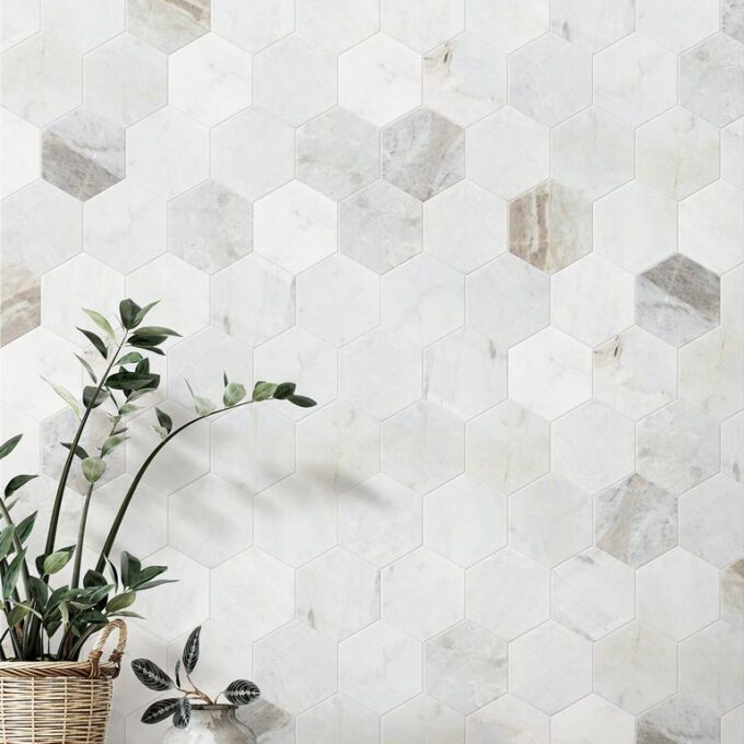 Valentino Bianco 6" Hexagon Honed Marble Mosaic