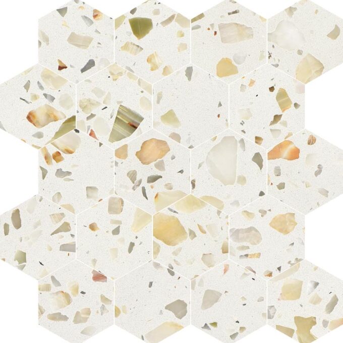 Allegro Biscotti 3" Hexagon Honed Terrazzo Mosaic