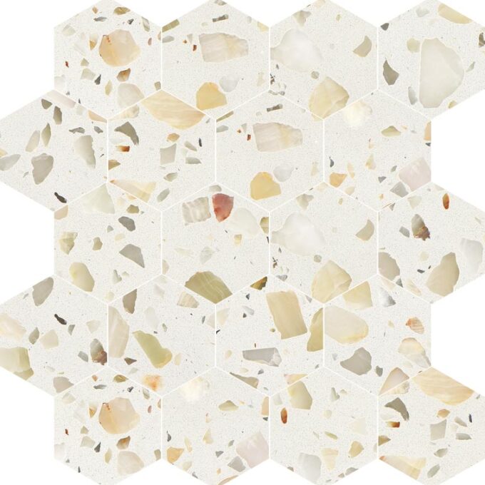 Allegro Biscotti 3" Hexagon Honed Terrazzo Mosaic
