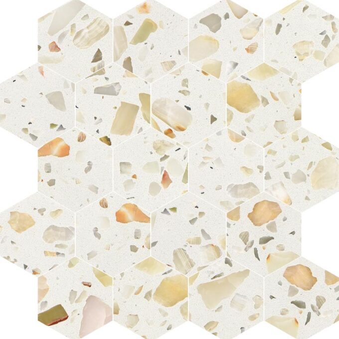 Allegro Biscotti 3" Hexagon Honed Terrazzo Mosaic