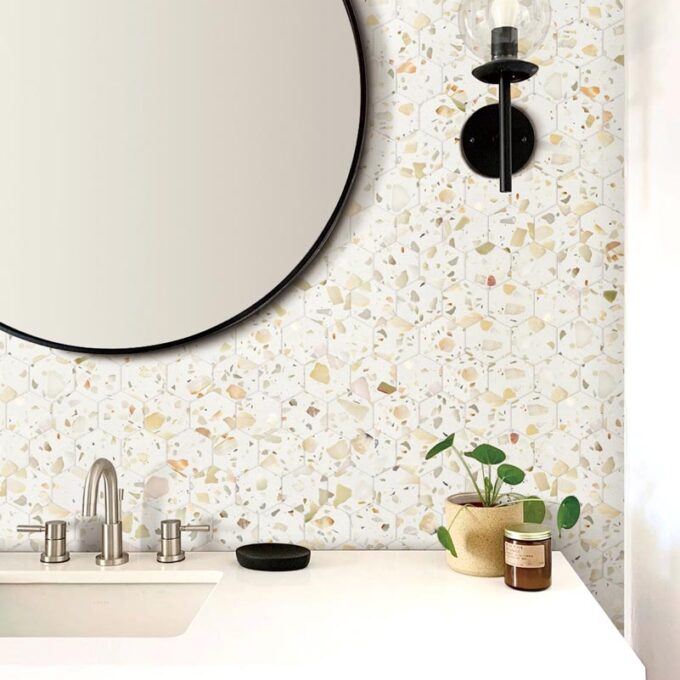 Allegro Biscotti 3" Hexagon Honed Terrazzo Mosaic