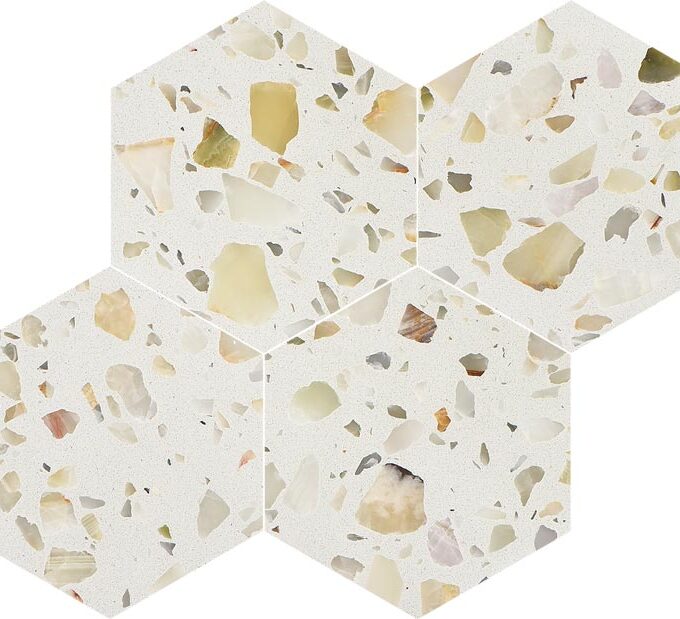 Allegro Biscotti 6" Hexagon Honed Terrazzo Mosaic