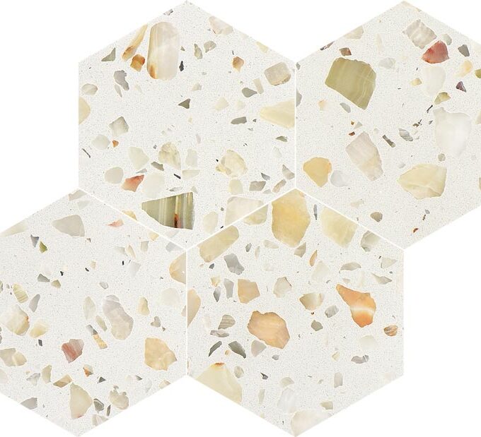 Allegro Biscotti 6" Hexagon Honed Terrazzo Mosaic