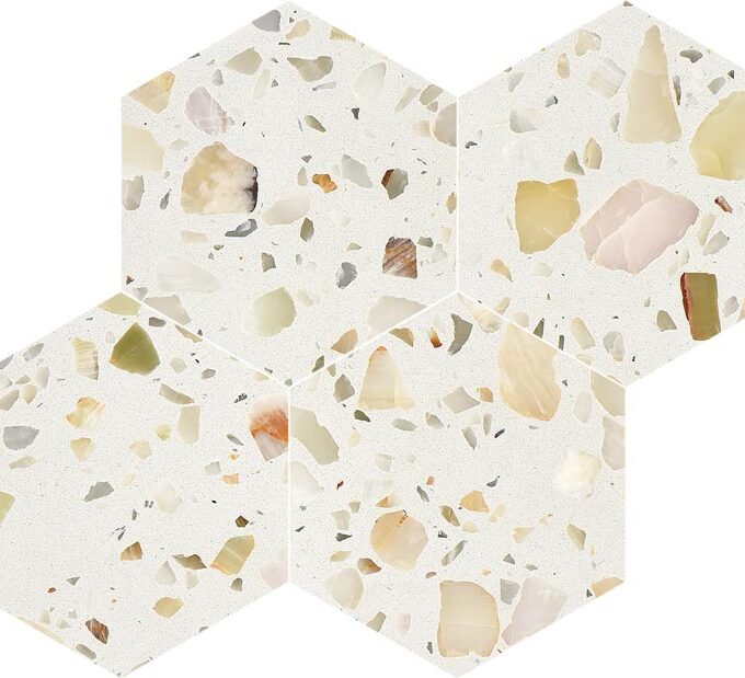 Allegro Biscotti 6" Hexagon Honed Terrazzo Mosaic