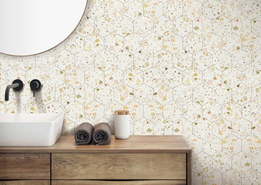 Allegro Biscotti 6" Hexagon Honed Terrazzo Mosaic - Image 4