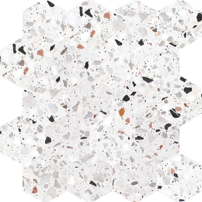 Allegro Cemento 3" Hexagon Honed Terrazzo Mosaic