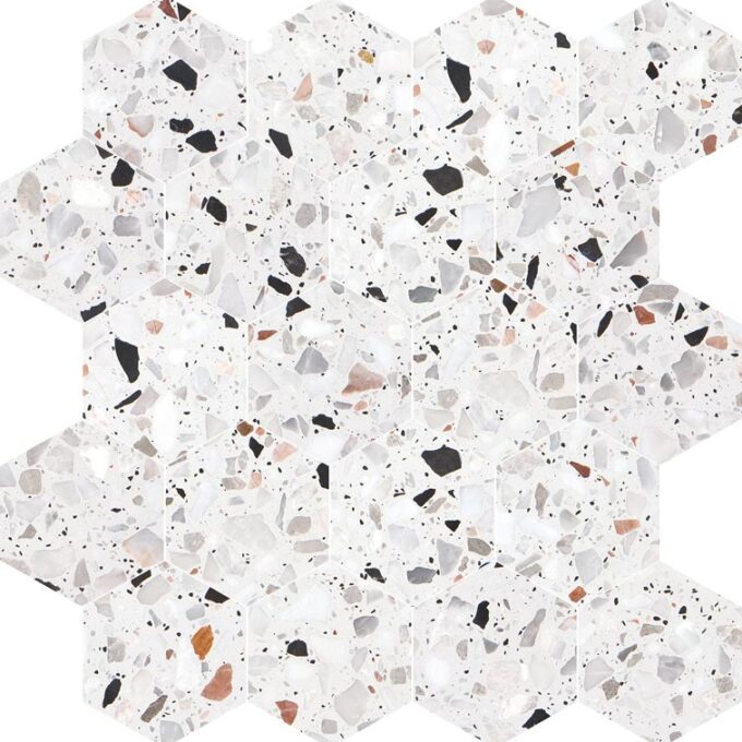 Allegro Cemento 3" Hexagon Honed Terrazzo Mosaic