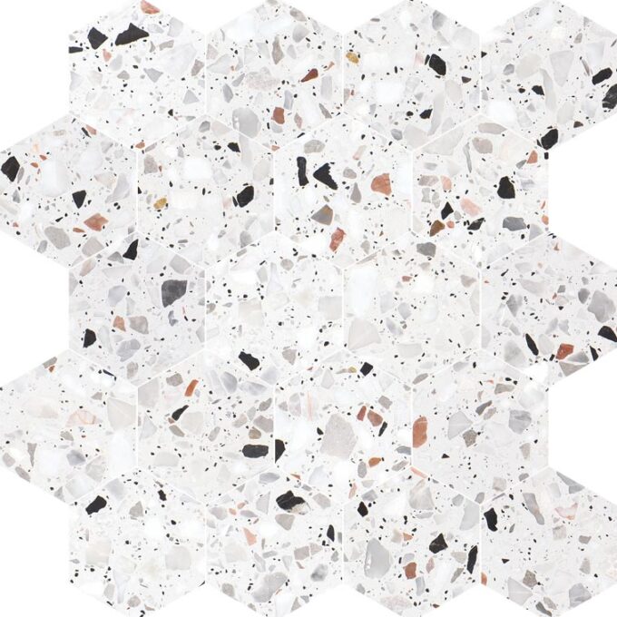 Allegro Cemento 3" Hexagon Honed Terrazzo Mosaic