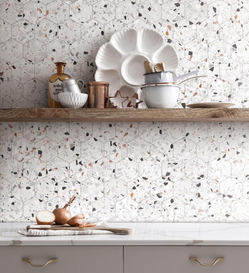 Allegro Cemento 3" Hexagon Honed Terrazzo Mosaic - Image 5
