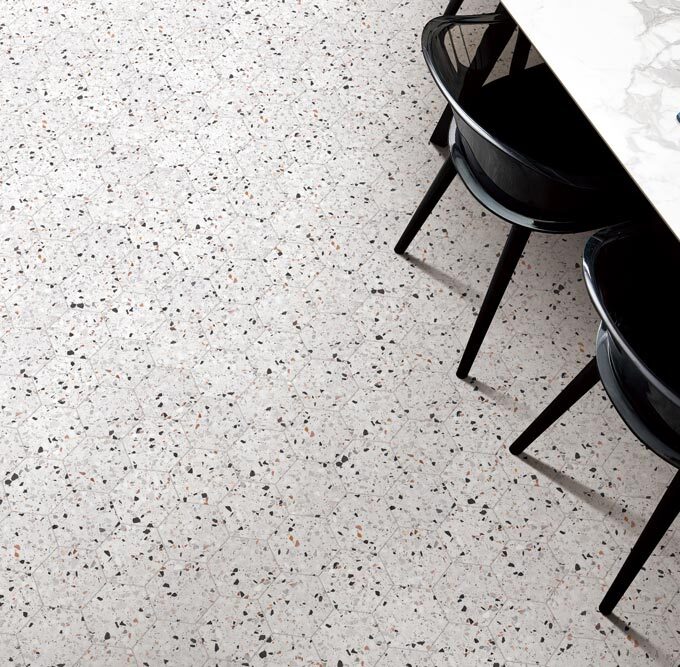 Allegro Cemento 3" Hexagon Honed Terrazzo Mosaic
