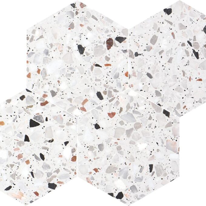 Allegro Cemento 6" Hexagon Honed Terrazzo Mosaic
