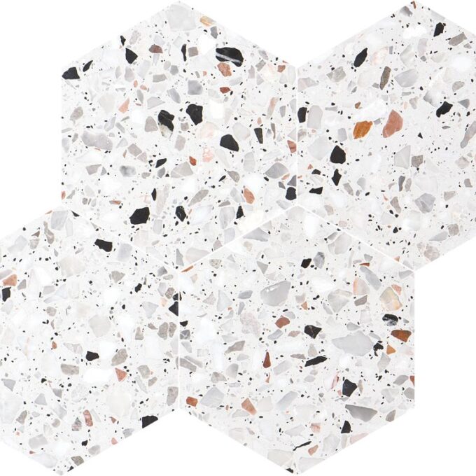 Allegro Cemento 6" Hexagon Honed Terrazzo Mosaic