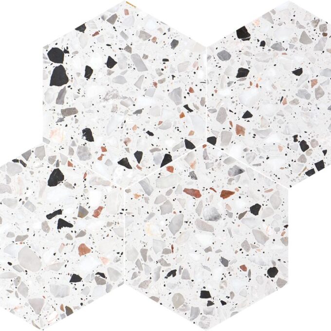 Allegro Cemento 6" Hexagon Honed Terrazzo Mosaic