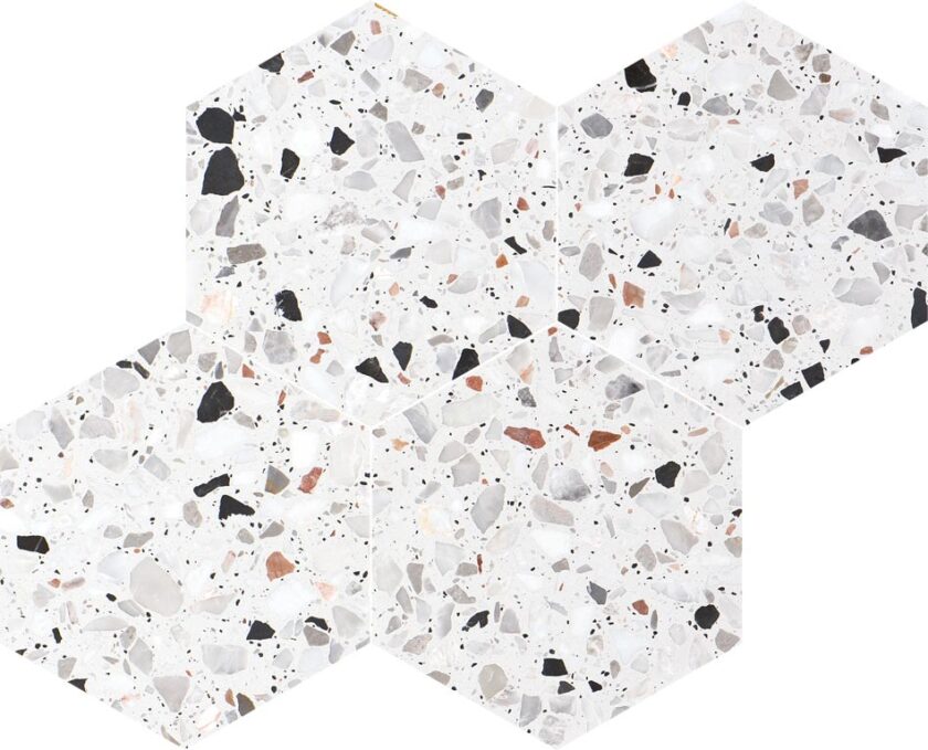 Allegro Cemento 6" Hexagon Honed Terrazzo Mosaic