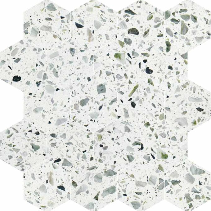 Allegro Menta 3" Hexagon Honed Terrazzo Mosaic