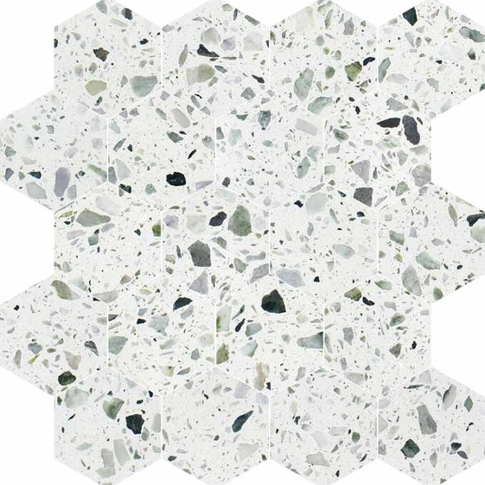 Allegro Menta 3" Hexagon Honed Terrazzo Mosaic