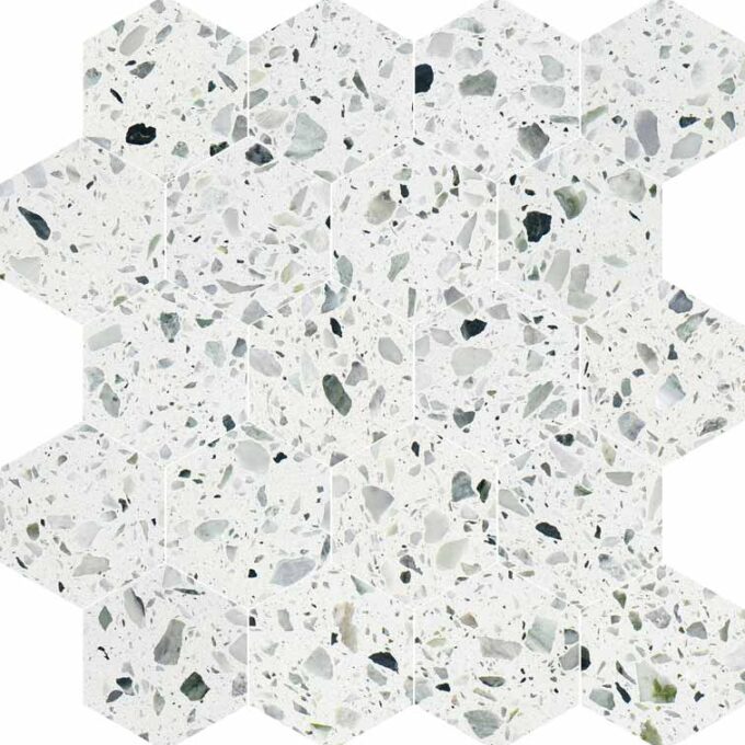 Allegro Menta 3" Hexagon Honed Terrazzo Mosaic