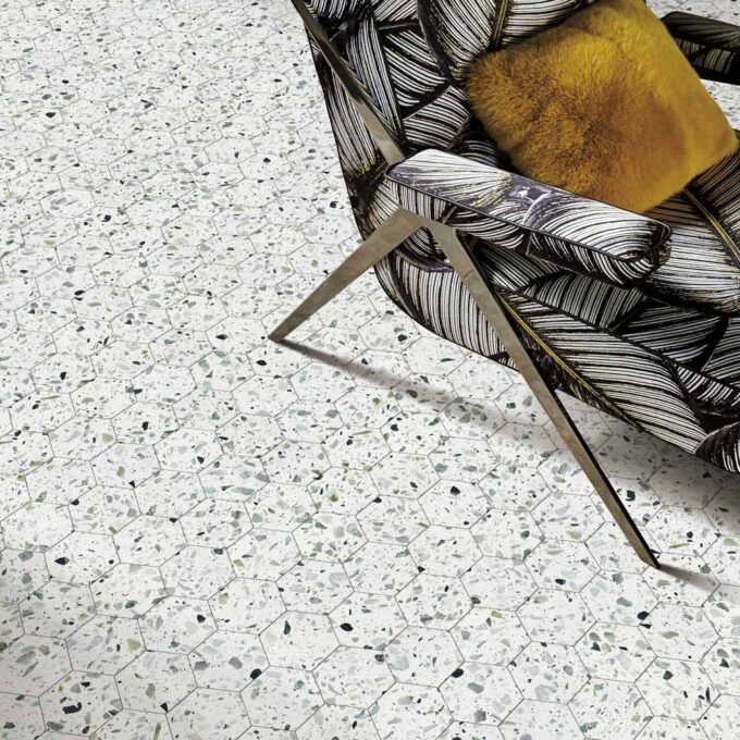 Allegro Menta 3" Hexagon Honed Terrazzo Mosaic