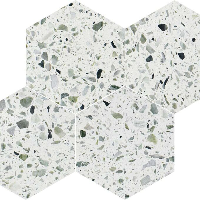 Allegro Menta 6" Hexagon Honed Terrazzo Mosaic