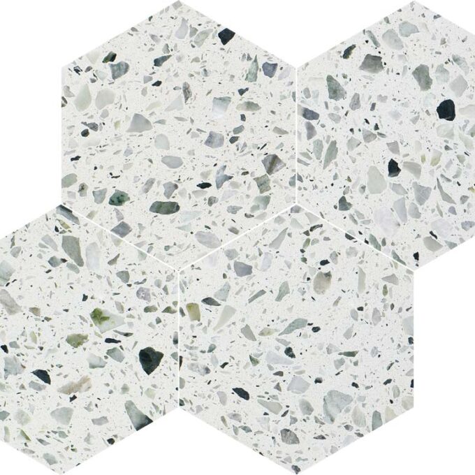 Allegro Menta 6" Hexagon Honed Terrazzo Mosaic