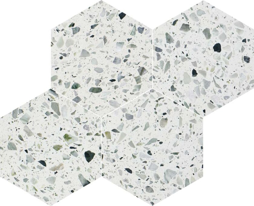 Allegro Menta 6" Hexagon Honed Terrazzo Mosaic - Image 3