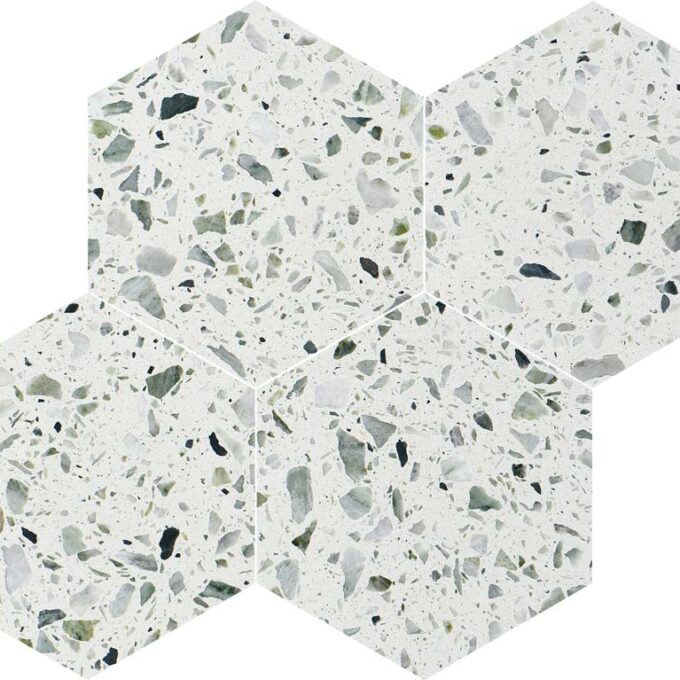 Allegro Menta 6" Hexagon Honed Terrazzo Mosaic