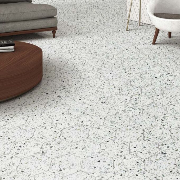 Allegro Menta 6" Hexagon Honed Terrazzo Mosaic