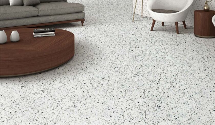Allegro Menta 6" Hexagon Honed Terrazzo Mosaic - Image 5