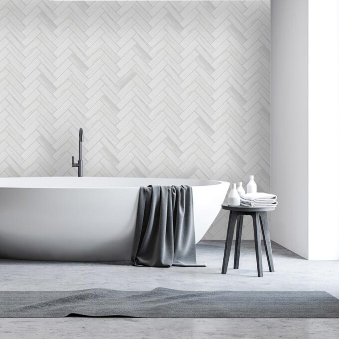 Dolomite 2"x6" Herringbone Matte Porcelain Mosaic